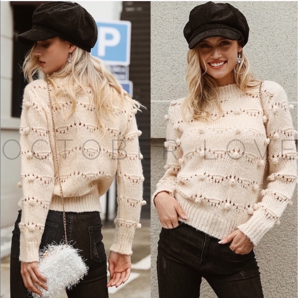 Mock Neck Pompom Sweater - Picture 3 of 7